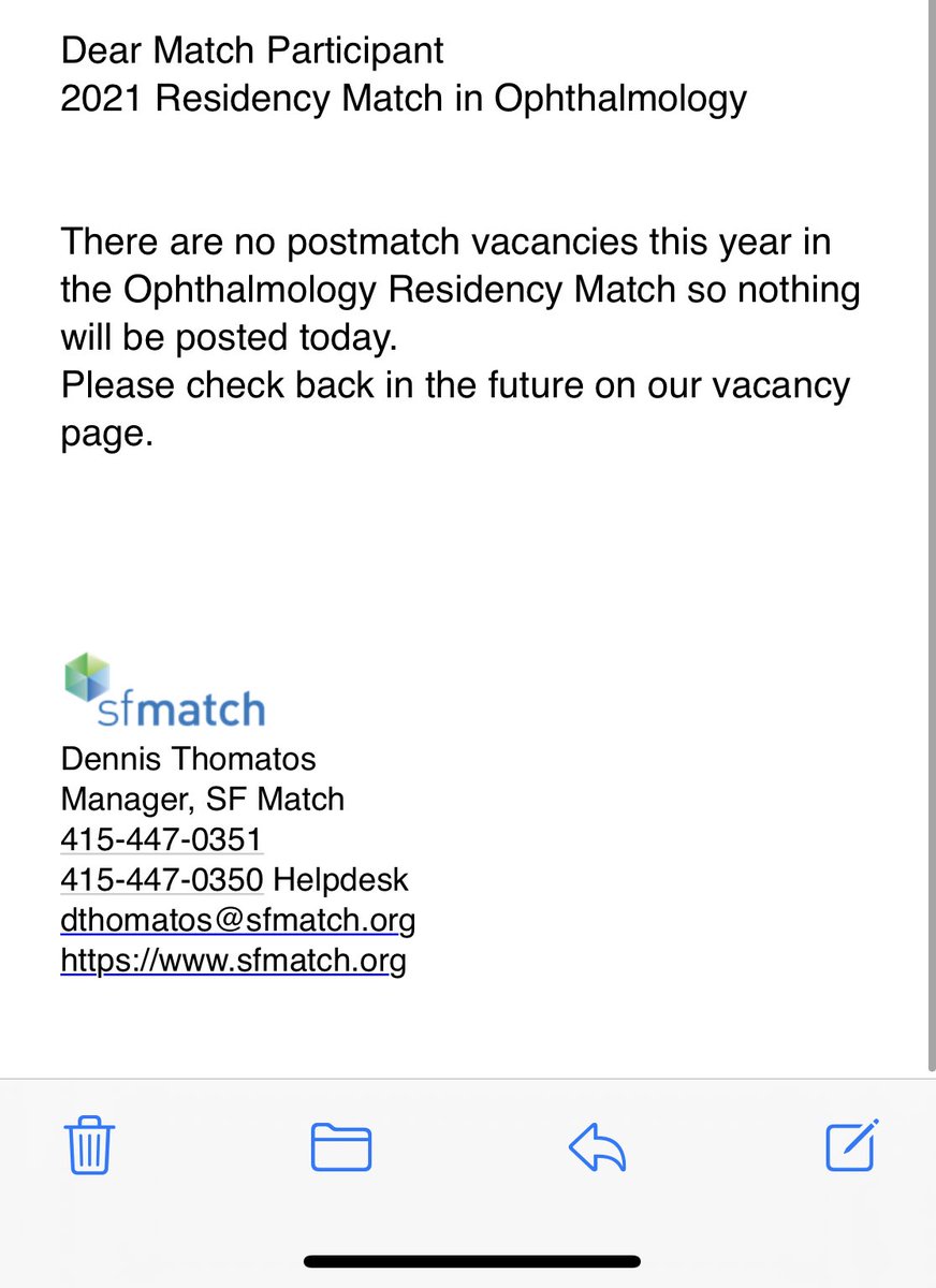 Jeff Pettey MD MBA (@jeffpettey) on Twitter photo No vacancies in ophthalmology match 2021.
For anyone who did not match please see this listing of pre-residency ophthalmology fellowships. medicine.utah.edu/ophthalmology/… No vacancies in ophthalmology match 2021.
For anyone who did not match please see this listing of pre-residency ophthalmology fellowships. medicine.utah.edu/ophthalmology/…