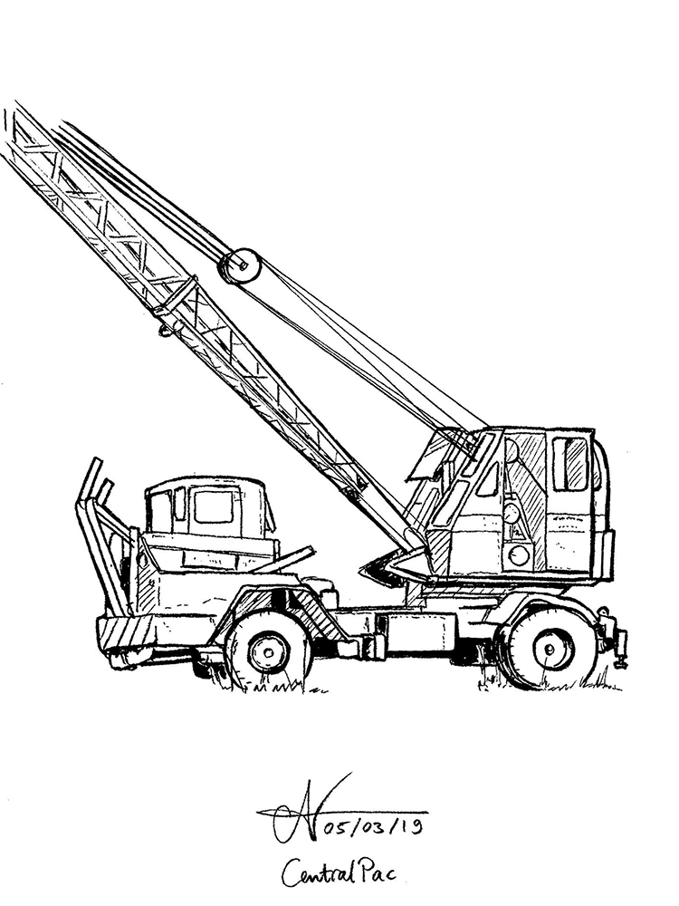 ArtofAmber's tweet photo. When travelling through NZ my boyfriend and I spent some time working at a vineyard. On a day off I sat down with my #sketchbook to draw something I don’t usually draw - machines! #drawing #colorillustration #illustration #artwork #crane #cranespotting #drawingonlocation https://t.co/Ql1m7sD0CM