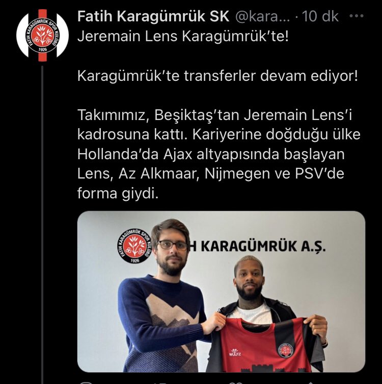 CarsiEskisehir's tweet photo. Oğlum lokum dağıtın arkadaşlara 😃
#Beşiktaş
#JeremainLens
#Karagümrük
#Transfer https://t.co/1HLd57BBgY