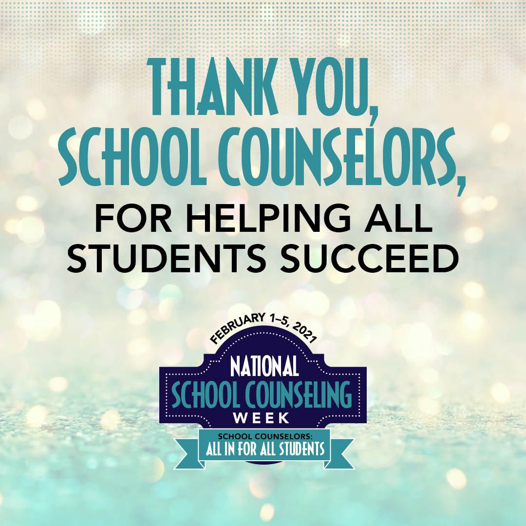 Nearly 110K #schoolcounselors provide students with academic, college/career and social/emotional development. School counselors celebrate all students. This week we celebrate school counselors! #NSCW21