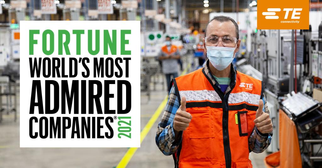 TEConnectivity's tweet photo. We’re honored to be named to @FortuneMagazine's List of World’s Most Admired Companies for the fourth year in a row. 

Read More: https://t.co/ZKvG6Al8vQ https://t.co/Brvvo12T47
