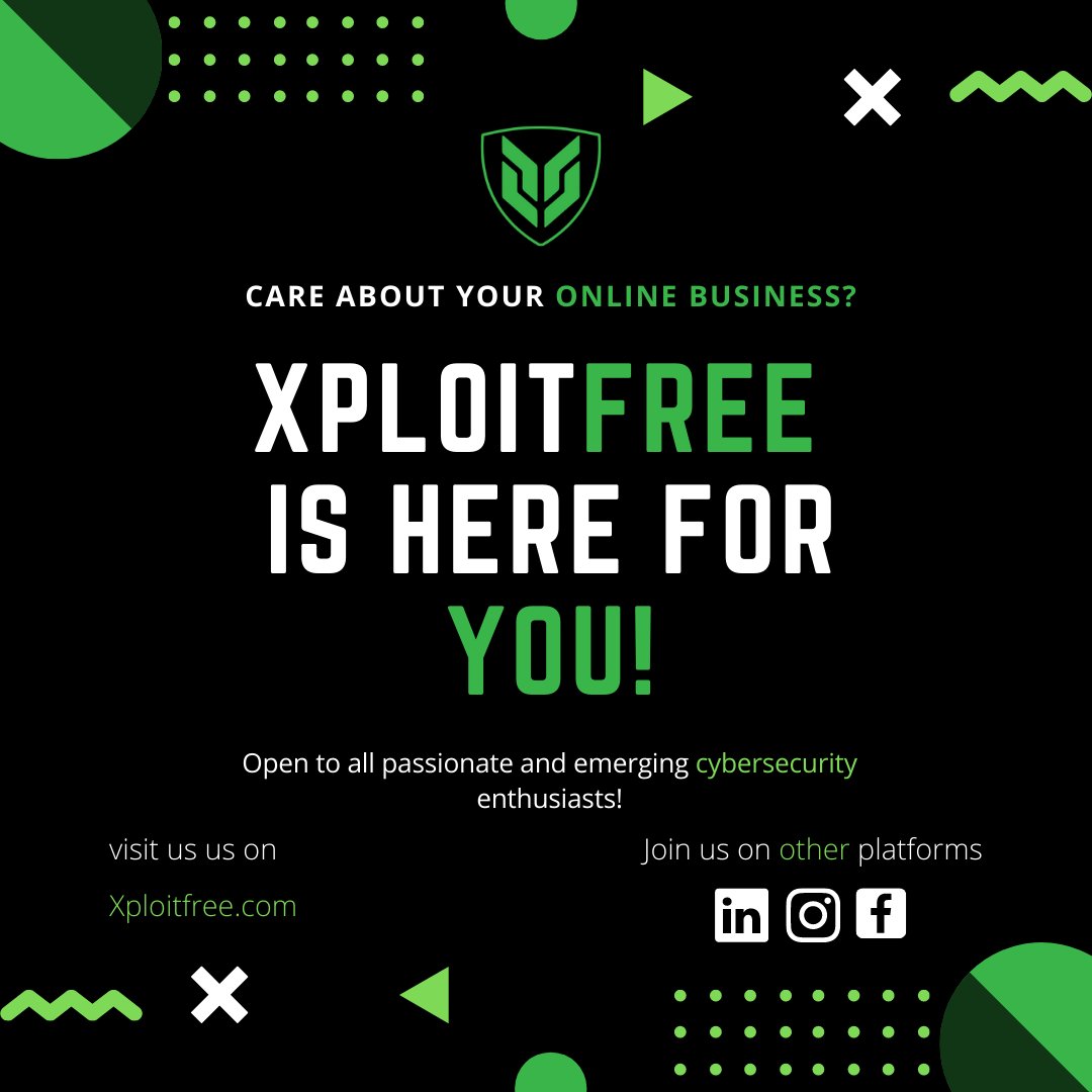 xploitfree's tweet photo. It is high time that you secure you digital presence!
Visit: https://t.co/jTmFqOXUNZ
#xploitfree #cybersecurity #securitytesting #websecurity #networksecurity #vapt #services #startups #subharambh #beginning https://t.co/nyJmIPNOd9