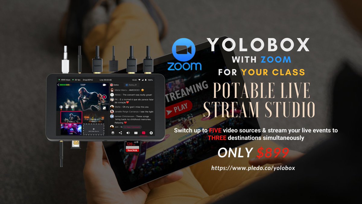#YoloBOX, a portable live streaming studio working with #zoom . Switch up to FIVE video sources &amp; stream your live events to THREE destinations simultaneously. ONLY $899.
#schools #edtech #EDUcators 😉📹
pledo.co/yolobox