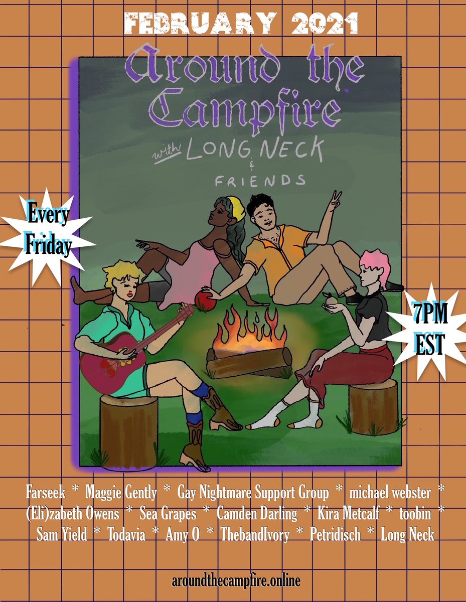 campfiregig's tweet photo. 🔥FEBRUARY🔥

AROUND THE CAMPFIRE featuring @maggiegently @amyomusic  @seagrapesfl @SamYield and MORE

Very very excited about this month, y’all https://t.co/eyCzv8BBrB
