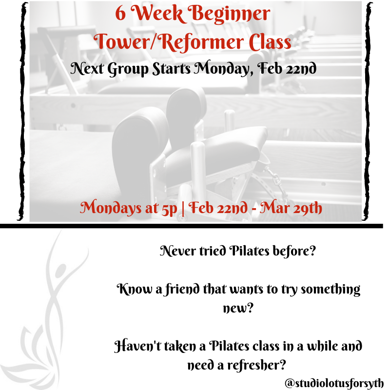 PilatesForsyth's tweet photo. 6 Week Beginner Class Package to get you started 💪🏻
Our 6 week program will be a progression, so each week will build on what you learned in the previous week.  Space is LIMITED to 4 people, so call today to reserve your spot 770.888.0048. https://t.co/QTlff7LqJG