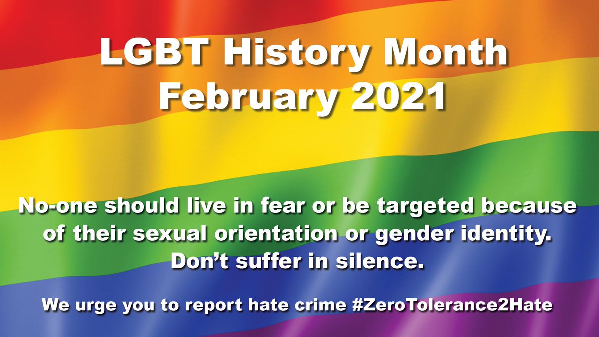 This month is LGBT history Month. 🏳️‍🌈 No-one should live in fear or be targeted because of who they are. If you wish to report a hate crime or incident, please contact us - devon-cornwall.police.uk/contact/. You can also use stophateuk.org or report-it.org.uk/home