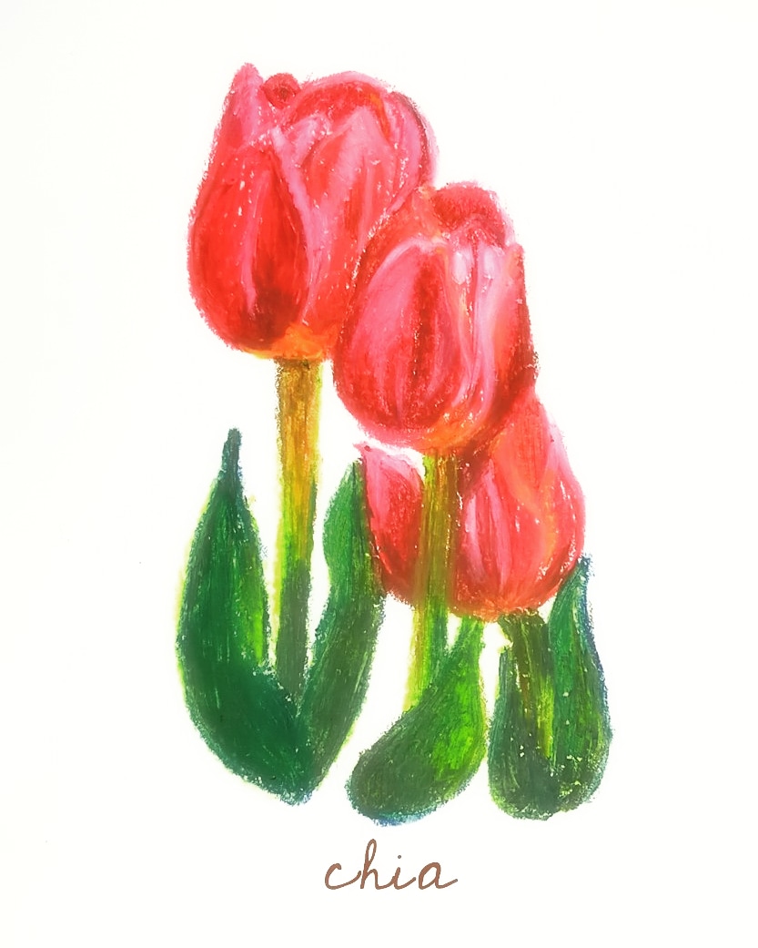 クレヨン画 お花の絵