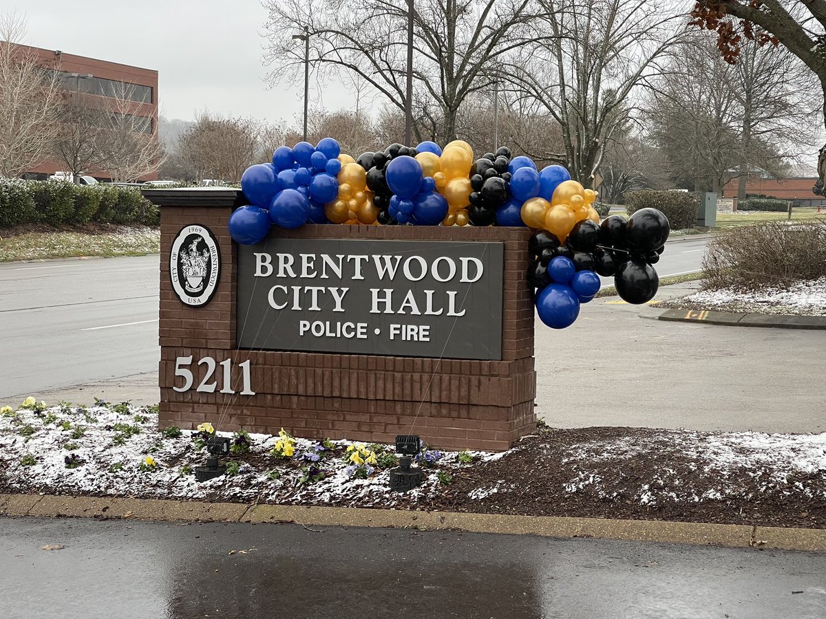 BTNPD's tweet photo. Thanks to the community for all the love and support on our 50th anniversary today!  Join Chief Hughes on the Brentwood Police Facebook today at 10am and 1130 for a #live interview about special events planned for the year.  #BPD50 https://t.co/SbVCxeA1Cl