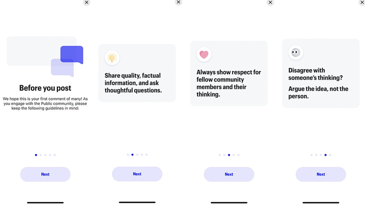They care about community trust, safety and moderation, and require you to review their community guidelines before you're able to post. It's not a wild west, free for all, unlike many other earlier stage social apps.