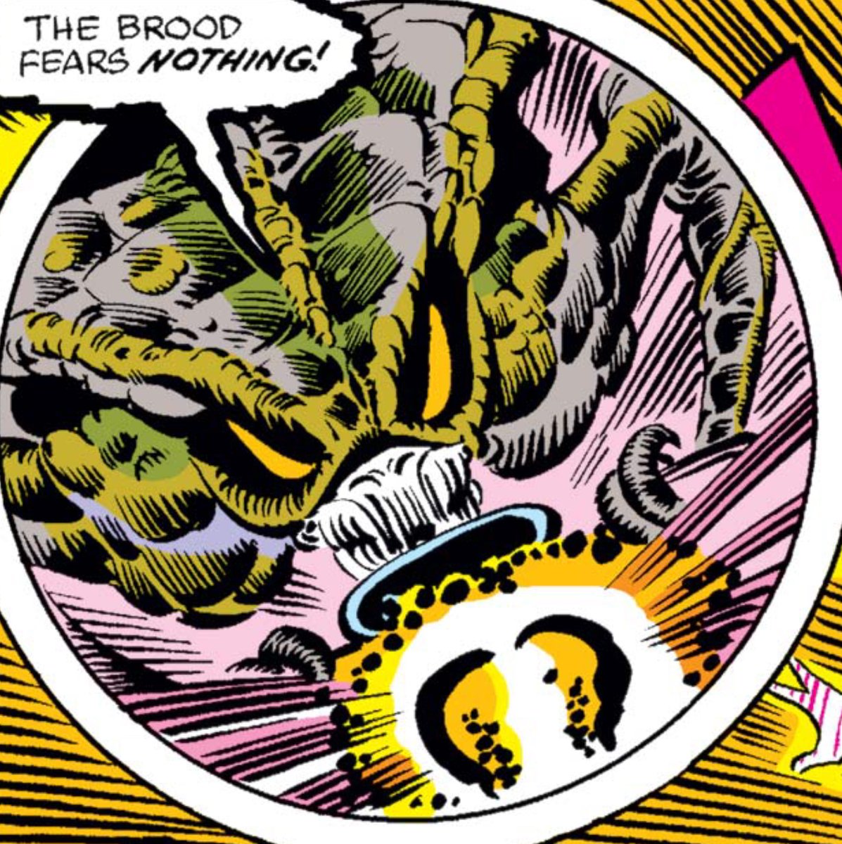 We ultimately learn that Lilandra has been captured and removed from the throne, setting up the more plot-heavy end of these issues, as the Shi'ar ministers set forth an ultimatum: recover the Empress or watch as Earth is destroyed. One cue, we meet the dreaded Brood.