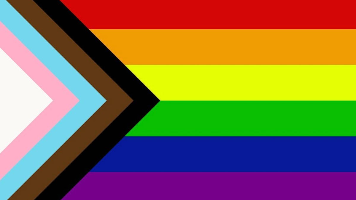 And 2018 saw progress pride flag. The chevron on the left incorporates black, brown and the trans pride flag colours to bring marginalised groups to the forefront, with the arrow pointing right to denote forward movement while showing progress that needs to be made.