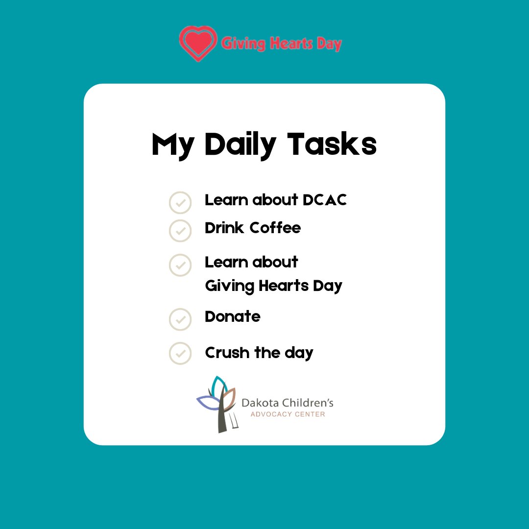 It's Monday morning - What's on your schedule for the day? Have your coffee and then schedule your Giving Hearts Day donation today: bit.ly/DCACGivingHear…  #GivingHeartsDay