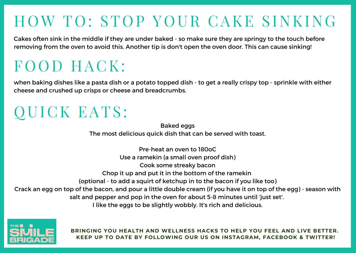 SmileBrigadeUK's tweet image. Closing off our week of B's the biggest buzz word of 2020 Baking! Find out more about this pretty healthy, wholesome cooking method. 

#healthandwellness #foodfacts #cookingmethod #foodtips #nutrition #cookingathome #charity #eatwell #livewell
