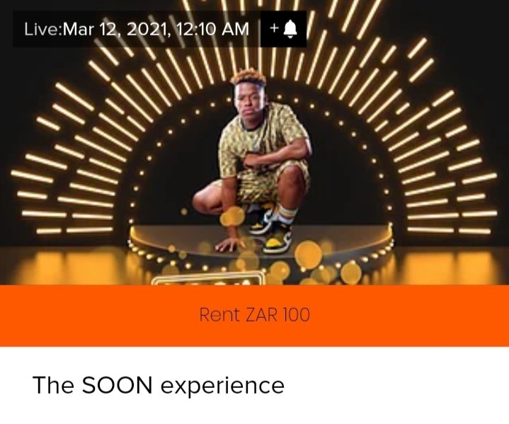 TouchlineTruth's tweet photo. So excited for my first virtual concert. #TheSoonExperience This is where you're gonna hear some of my new music for the first time in a heartfelt performance. Hit the link and click on "Rent ZAR 100" register and buy the ticket. Don't miss it https://t.co/G76OFgzpCW https://t.co/5xTIyhaxSC