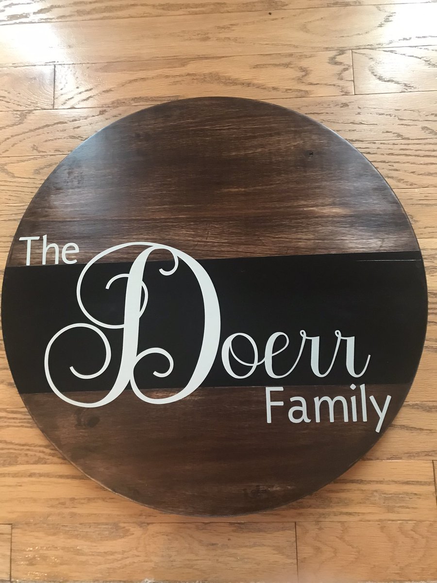 DoerrMatt's tweet image. The wife and I got creative, some friends noticed and placed orders. If you want one you better get on the schedule! Fully CUSTOMIZE your own design: size, script, stain and hardware! DM if interested, filling up fast! #Doerr2Door