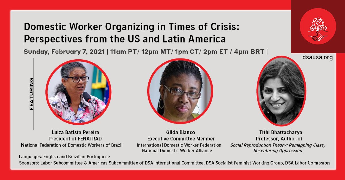 dsa_intl_comm's tweet photo. Domestic workers have been hard hit by the global pandemic, but they continue to organize for their labor rights and their health. Join us for #DomesticWorkerWebinar, a conversation between leaders in the domestic worker labor movement. RSVP at https://t.co/PmowgGR1hn https://t.co/FfTDEuPZ9Y
