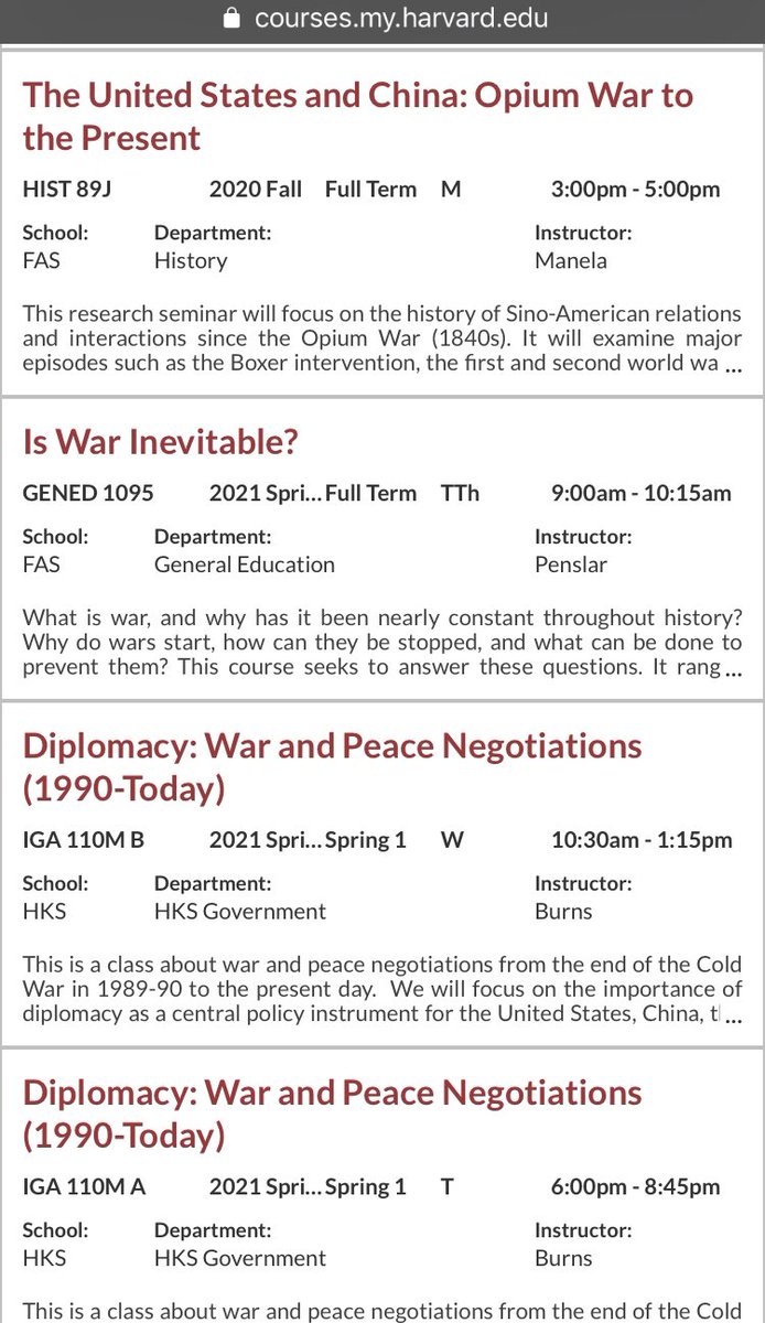 Say they want to stay on campus...they can only take numerous classes on war and diplomacy...3/