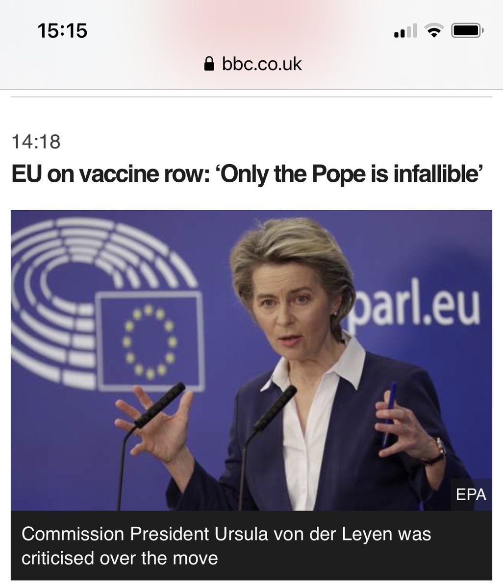 AlanFraserCAS's tweet photo. Wow - things are moving FAST. The EU has just accepted the principle of #papalinfallibility https://t.co/WkifJW3Al4