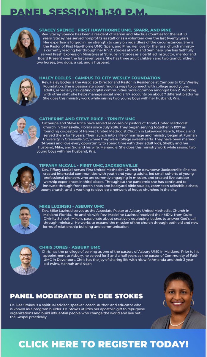 Hey <a href="/FLUMC/">Florida Conference</a> friends,

Don’t miss this training day with <a href="/todbol/">Tod Bolsinger</a> <a href="/reverendroz/">Rosario Picardo</a> <a href="/DeeStokes/">Dr. Dee Stokes</a>... and many more!

It’s going to be amazing. Register your team here...  

zoom.us/webinar/regist…
<a href="/unitedseminary/">United Seminary</a> <a href="/FreshExpressio4/">@FreshExpressionsNorthCentralFL</a> <a href="/FExpressionsFL/">Fresh Expressions FL</a>