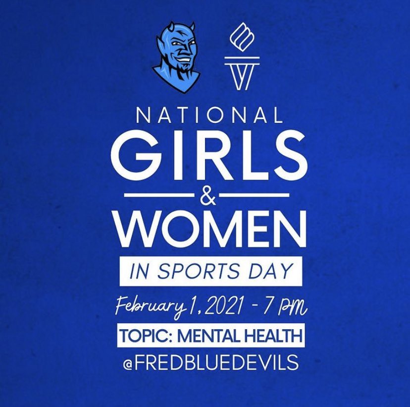 FredoniaWHoops's tweet photo. Instagram Live Week for @FredBlueDevils virtual National Girl and Women in Sports Day! Tune in tonight as our female student-athletes and coaches talk about Mental Health as well as whatever questions you throw their way! #NGWSD https://t.co/53w1ZFc0L6