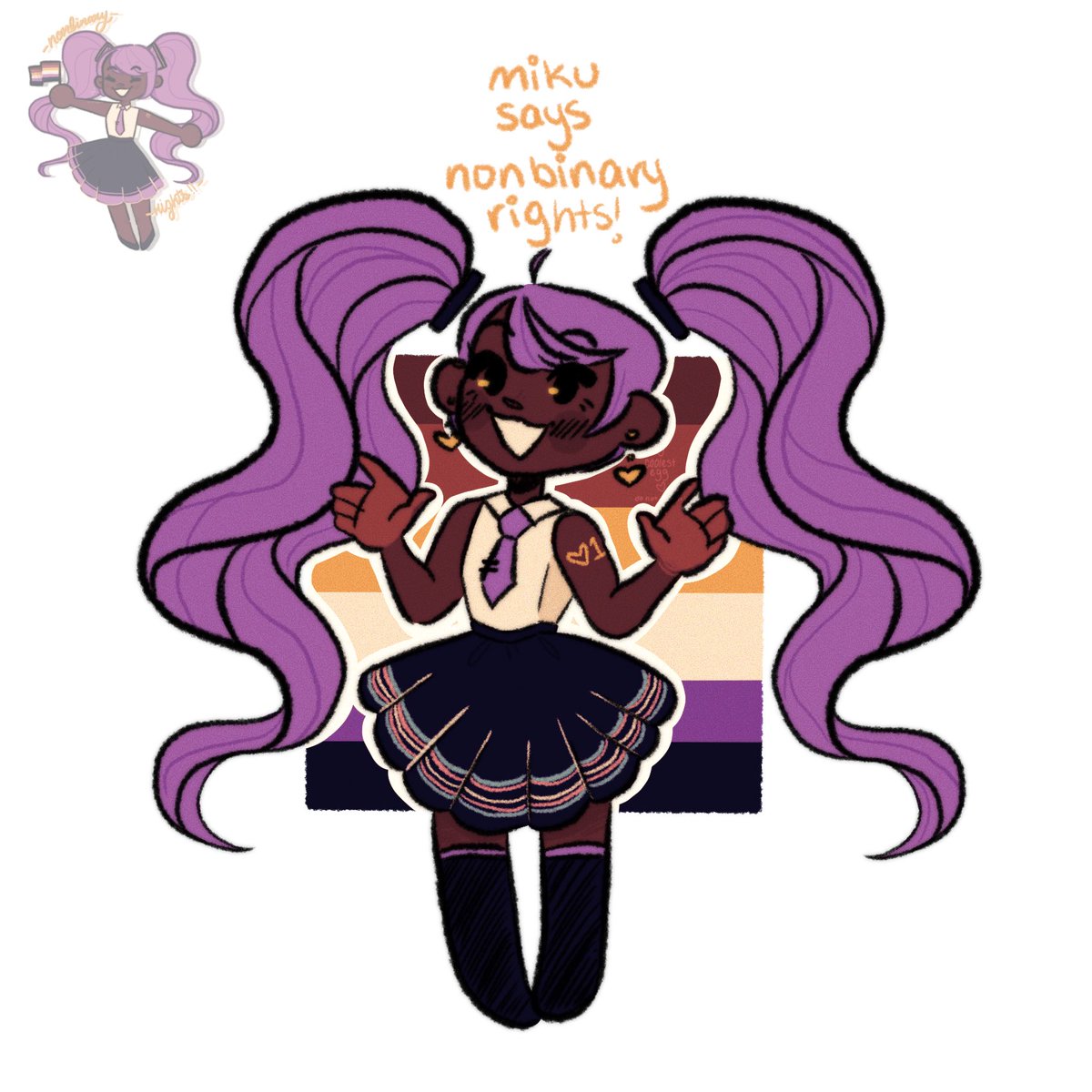 cum_binary's tweet photo. the return of nonbinary miku for #mikusonamonday !! https://t.co/kpSxNkhuPa