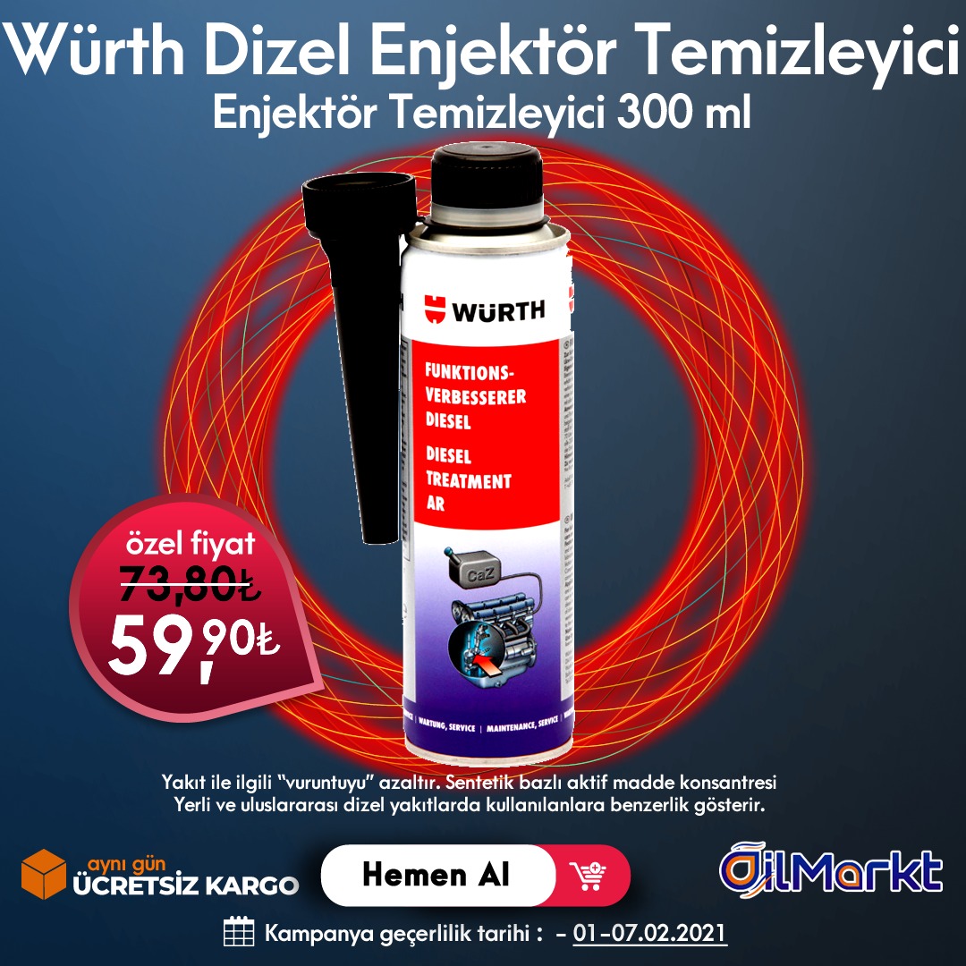 Oilmarkt1's tweet photo. Haftanın muhtelem indiriminde Würth Dizel Sistem Temizleyici 300 ml sadece 59.90 ₺ indirimden faydalanmak için wençbsitemizi ziyaret ediniz. https://t.co/nh8p7S8yeQ