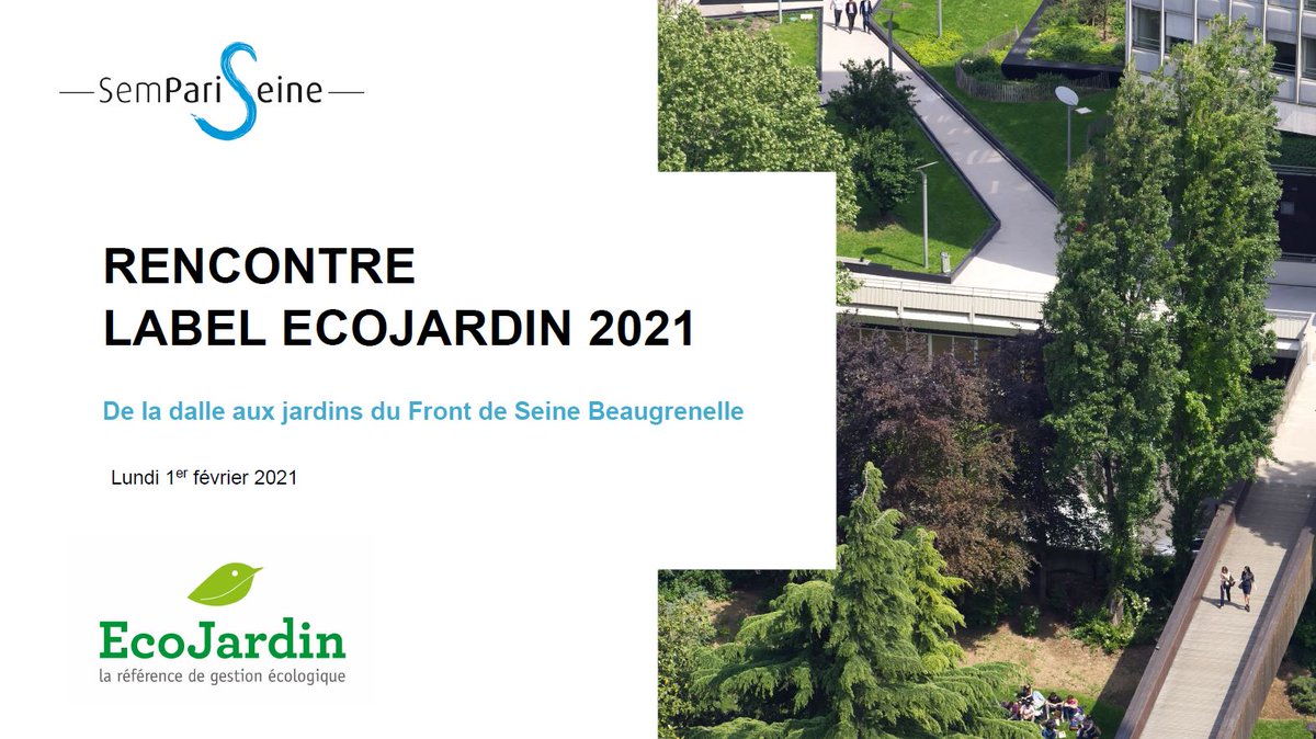 🌿Rencontre <a href="/Label_EcoJardin/">Label EcoJardin</a> 2021🐞
Labélisée pour la 2e fois, la SemPariSeine a présenté ses méthodes de gestion écologique des espaces verts et les évolutions depuis son audit en 2016. Merci à <a href="/Label_EcoJardin/">Label EcoJardin</a> <a href="/planteetcite/">Plante & Cité</a> @ARB_IDF <a href="/Ecologie_Gouv/">Ministères Territoires Écologie</a> pour cette belle valorisation.
