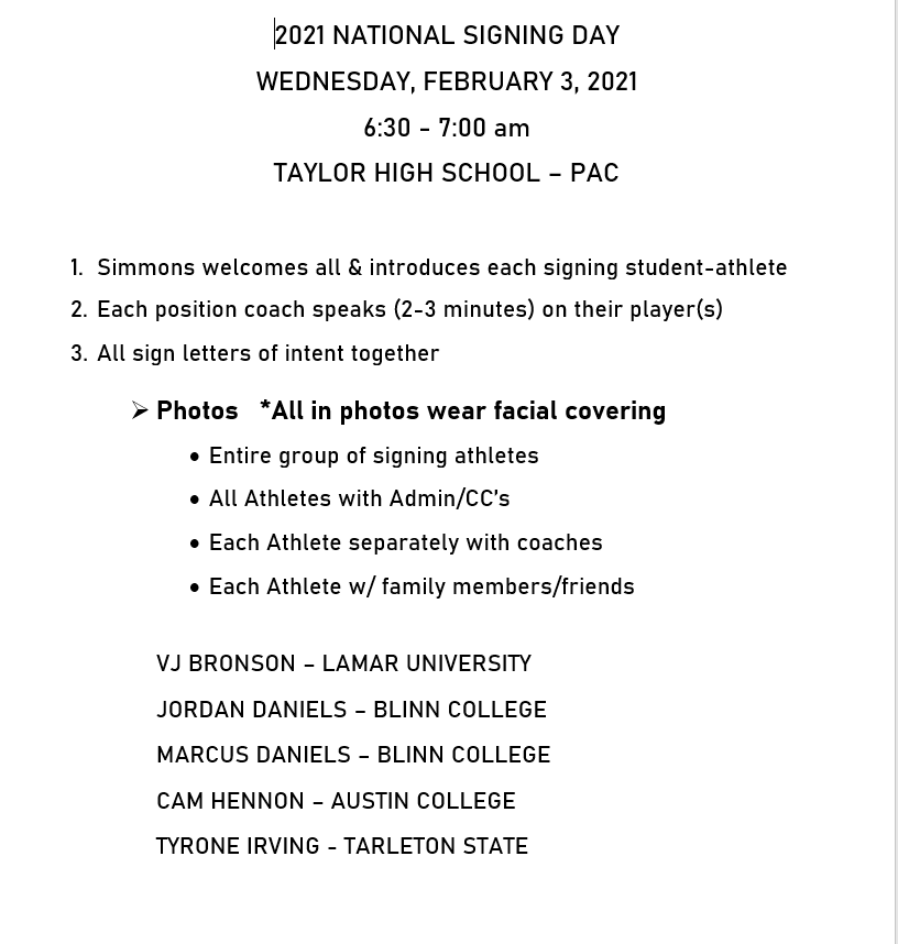 TAYLOR SIGNING DAY INFORMATION: FEB. 3, 2021 in the PAC. #BLUE <a href="/VJ_Bron21/">Vj Bronson</a> @jordandaniels_ <a href="/MarcusDaniels44/">marcus</a> <a href="/camhennon/">Camron Hennon</a> @Teezy_7_ <a href="/densilva2/">Dennis Silva II</a> <a href="/KatyTimesSports/">Katy Times Sports</a> <a href="/joeagleason/">Joe Gleason</a> @DavidNunoABC13 <a href="/KPRC2RandyMc/">Randy McIlvoy</a> <a href="/KatyMagazine/">Katy Magazine, Katy TX</a> <a href="/katyisd/">Katy ISD</a> <a href="/KatyISDAthletic/">Katy ISD Athletics</a>
