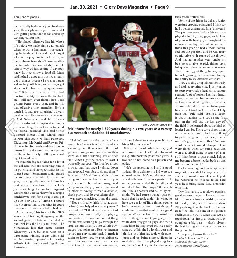 Thank you <a href="/GDsullysays/">South Jersey Glory Days/Sully</a> for the awesome article and <a href="/SchatzmanMike/">Mike Schatzman</a> <a href="/WTHSMinutemen/">Minutemen Football</a> for an awesome four years!!!