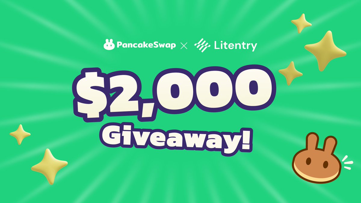 🥞 $2,000 $CAKE #GIVEAWAY 🥞

Show some love to the $LIT team!

To enter:

🍯 Follow <a href="/PancakeSwap/">PancakeSwap</a>

🍯 Follow <a href="/litentry/">Litentry</a> 

🍯 Retweet this post! 

10 winners will get $200 in #CAKE each! 

📢 GO!