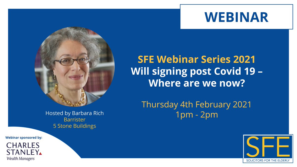 lifetimelawyers's tweet photo. This Thursday, we’ll be joined by @BarbaraRich_law who’ll be hosting our first webinar of the year on the topic of will signing post Covid-19. Find out more about what to expect and book your tickets here: https://t.co/JG7tvQtjIy https://t.co/wNDKUbonKS