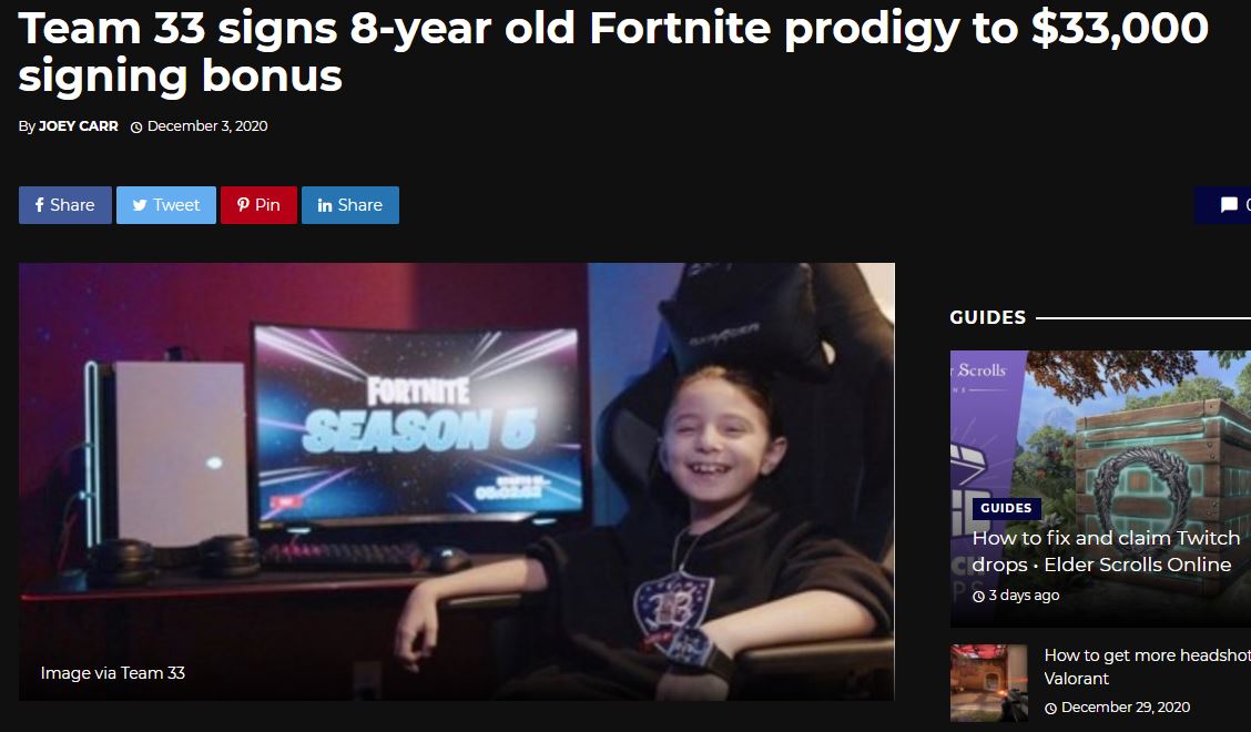 JakeSucky's tweet photo. Breaking: ever since signing this 8 year old "Fortnite star" he has won 3 World Cups, all $20 million in FNCS prize pool, and 14 cash cups. https://t.co/dPzv9rvsgN