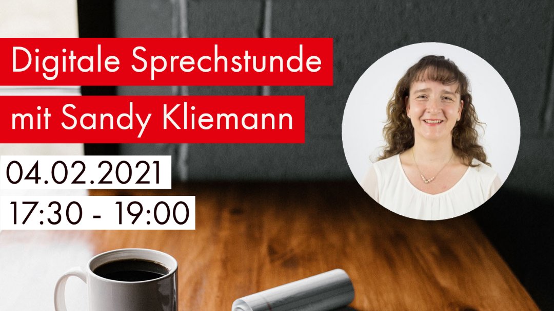 SPDBVVLbg's tweet image. Am Donnerstag gibt es wieder eine digitale Sprechstunde.
Diesmal mit Sandy, unserer amtierenden Fraktionsvorsitzenden und Sprecherin für Gesundheit und Umwelt.

Dazu müsst ihr uns nur eine Direktnachricht schreiben, oder eine Mail an info@spd-fraktion-lichtenberg.de schicken.