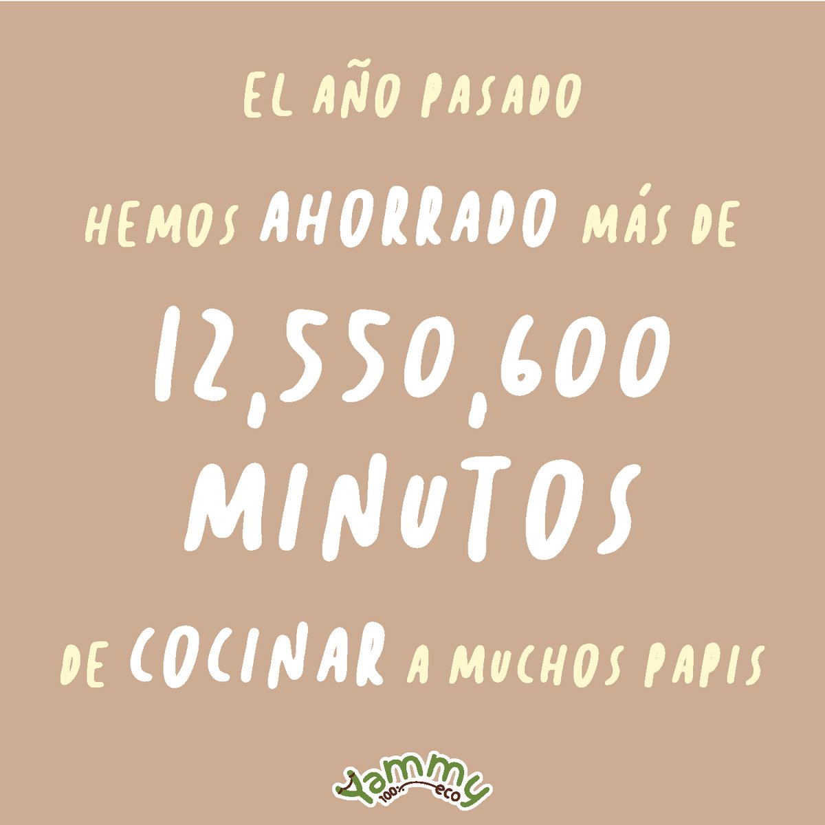 yammyeco's tweet photo. ¿Cuánto tiempo de nuestras vidas pasamos cocinando?

"El #tiempo es #oro, nadie lo duda"

¡Por ello, solo el año pasado, le hemos ahorrado a muchos #papis y #mamis más de 12.555.600 minutos en cocinar!

#YammyEco #YammyBaby #SomosPadresComoTu #AlimentacionInfantil #Natural https://t.co/P4NJDuDKVi