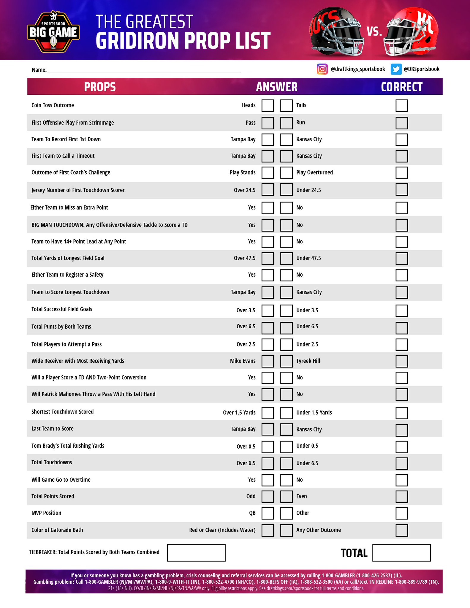 DraftKings Sportsbook on X: 'THE SUPER BOWL PROP SHEET IS HERE