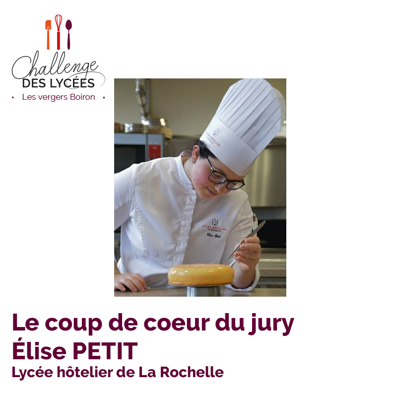 [CHALLENGE DES LYCÉES LES VERGERS BOIRON]
Les Lauréats de l'édition 2021 du Challenge des Lycées sont :
- Gustave HARDY
- Léo BÉARD
tous les deux du Lycée Georges Baptiste à Canteleu.
Et le coup de 🧡du jury pour Élise PETIT du Lycée hôtelier de La Rochelle.
Un grand bravo à eux!