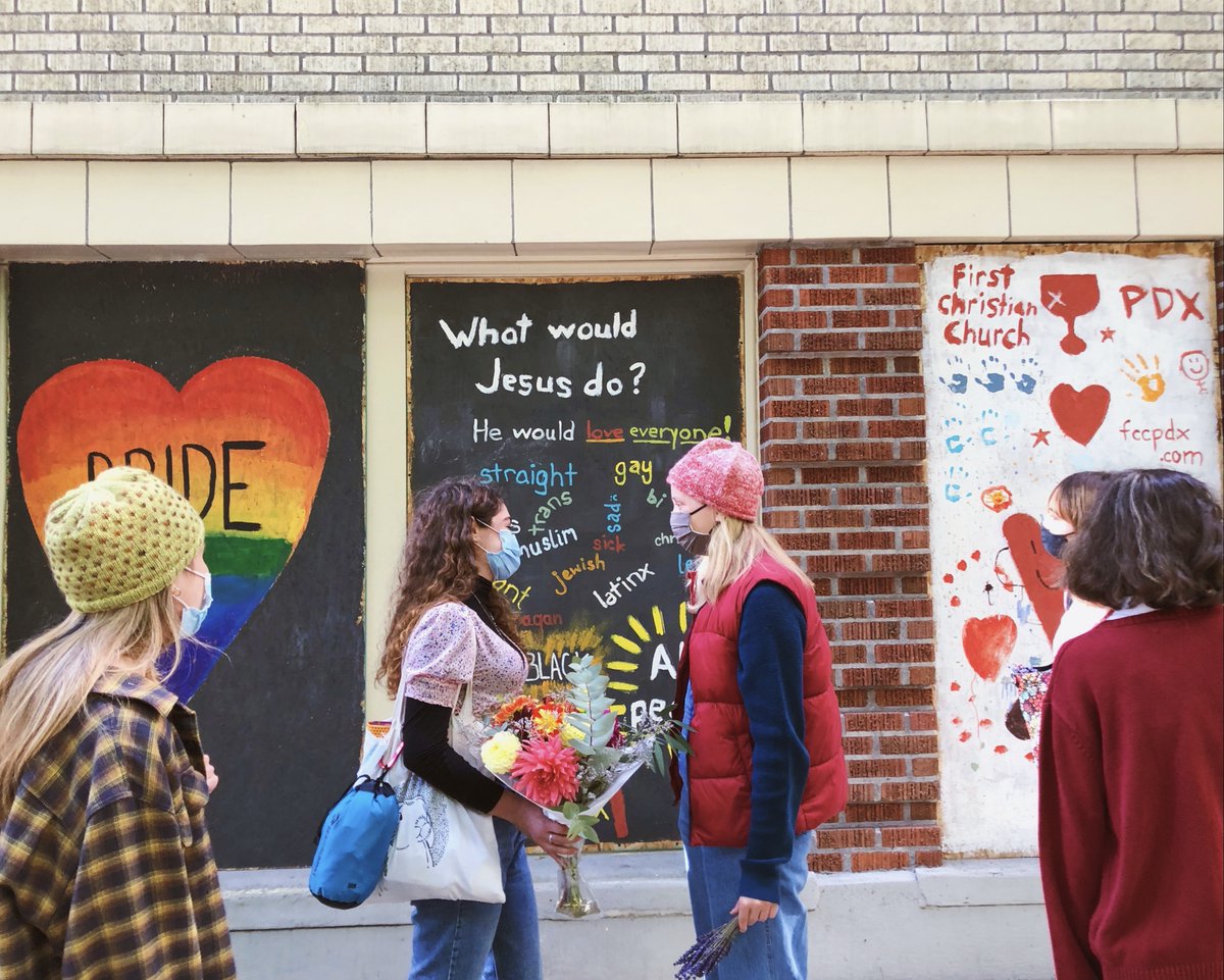 WatzekLibrary's tweet photo. We're sharing a photo a day from Alone Together, #WatzekLibrary's upcoming student photography show. Today: Jesus Would Wear a Mask, from Aliya Markowitz '24 & Carly Leandro '24. We're still taking entries for the digital show: https://t.co/yc6fbRSW04 https://t.co/EH6UesBPPa