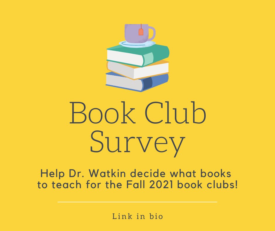It’s that time of year again! Please complete Dr. Watkin’s survey to help her decide what books to teach for the Fall 2021 book clubs. Link in bio. 🤗

#cordmn #english