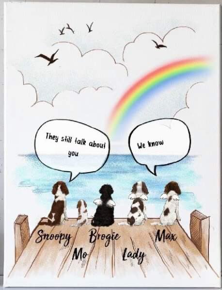 SpanielsSuper's tweet photo. Mums in bits with the beautiful print Husis has made for her. Max went OTRB in 2004, Lady in 2008 and Brogie in 2019 #RememberedWithLove #GoneButNeverForgotten #DogsOfTwitter #BelovedFriends #TreasuredMemories https://t.co/LoFrVNfpQq