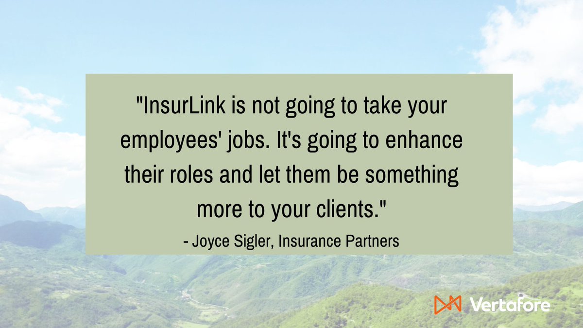 Vertafore's tweet image. There's often a misconception when people hear the term "self-service." People think this means cold automation, removing employees from the equation. But that's not always the case! Hear more from Insurance Partners: ow.ly/9hI350DnjpA