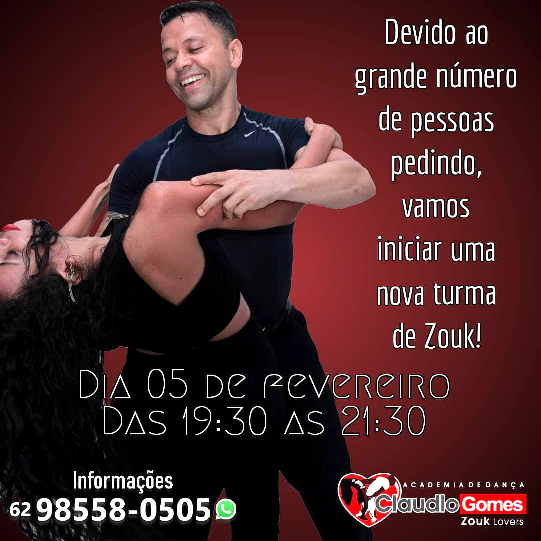 ClaudiogomesZL's tweet photo. NOVA TURMA DE ZOUK! 💃🕺
🗓 Dia 5 de Fevereiro, das 19.30 as 21.30.
Localização Setor Pedro Luvico em frente do terminal Isidoria (agora em reforma) Praça Isidora de Almeida Barbosa Qd. 60, Lt 06/08. Vem ser feliz, vem dança!❤️
#vemdançar #zouk #dança #Goiania #auladedançagoiania https://t.co/bYjnIEJPNQ