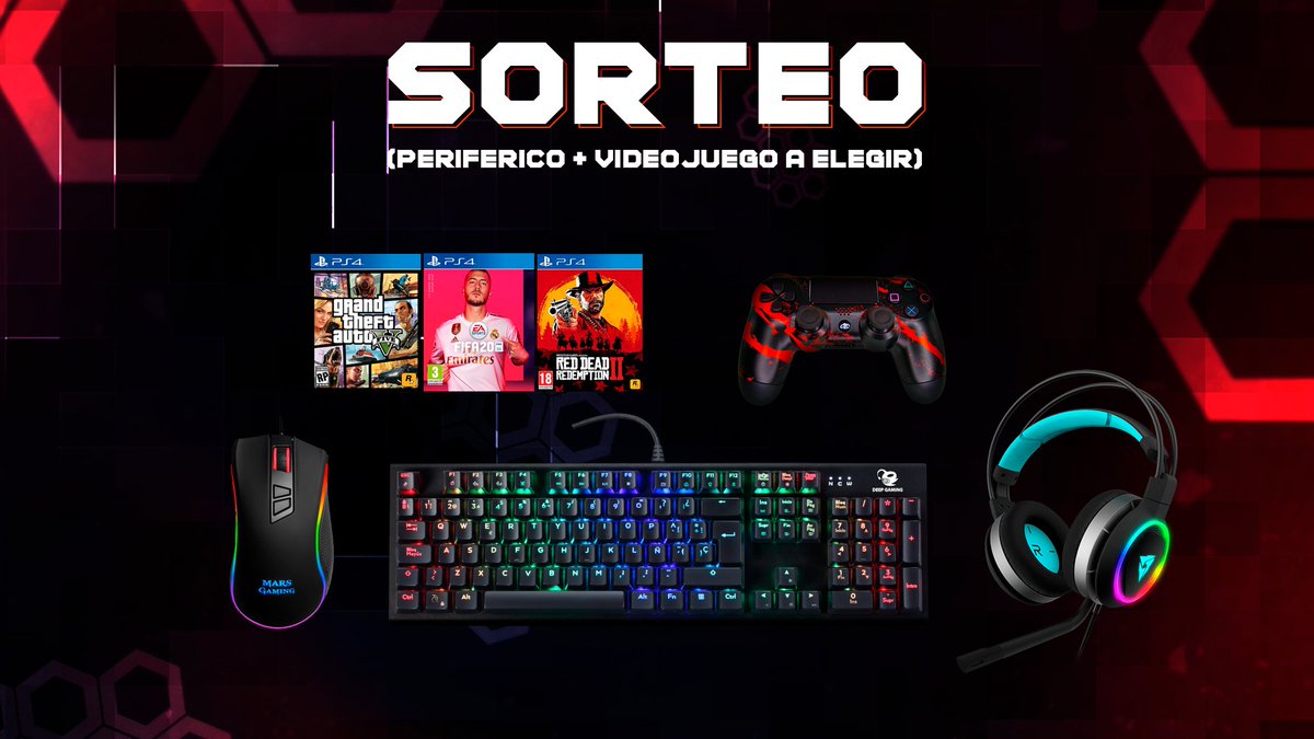 📌🎁#SORTEO DE PREMIO A ELEGIR💥

🔹️Teclado mecanico gaming
🔹️Auriculares gaming
🔹️Mouse gaming
🔹️Mando PS4
🔹️Videojuego a elegir PS4

▫️Para participar: Haz RT, sigue a <a href="/ProGamesTM/">PRO GAMES™🎮</a>, <a href="/WorldDrivers/">TheDriversWorld</a> y <a href="/WGT_League/">League WGT</a>

🔹️Termina: 7 días 👍

¡SUERTE! 🍀