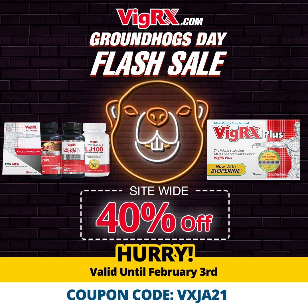 VigRX's tweet photo. We've extended our Flash Sales for Groundhogs Day!

Get over to our store and receive 40% OFF your entire order before it's too late!

Use coupon code VXJA21 at checkout. https://t.co/kY0EeEyunO