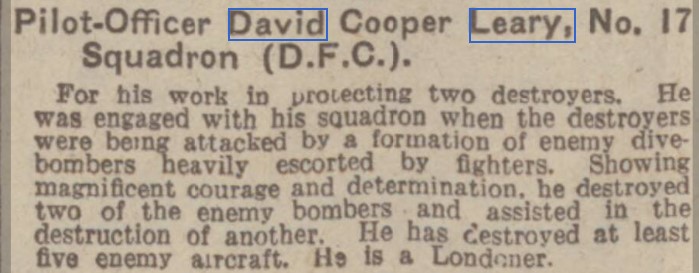 Just a few month beforehand he had been awarded a Distinguished Flying Cross for, as written in the Liverpool Echo on the 26th November: