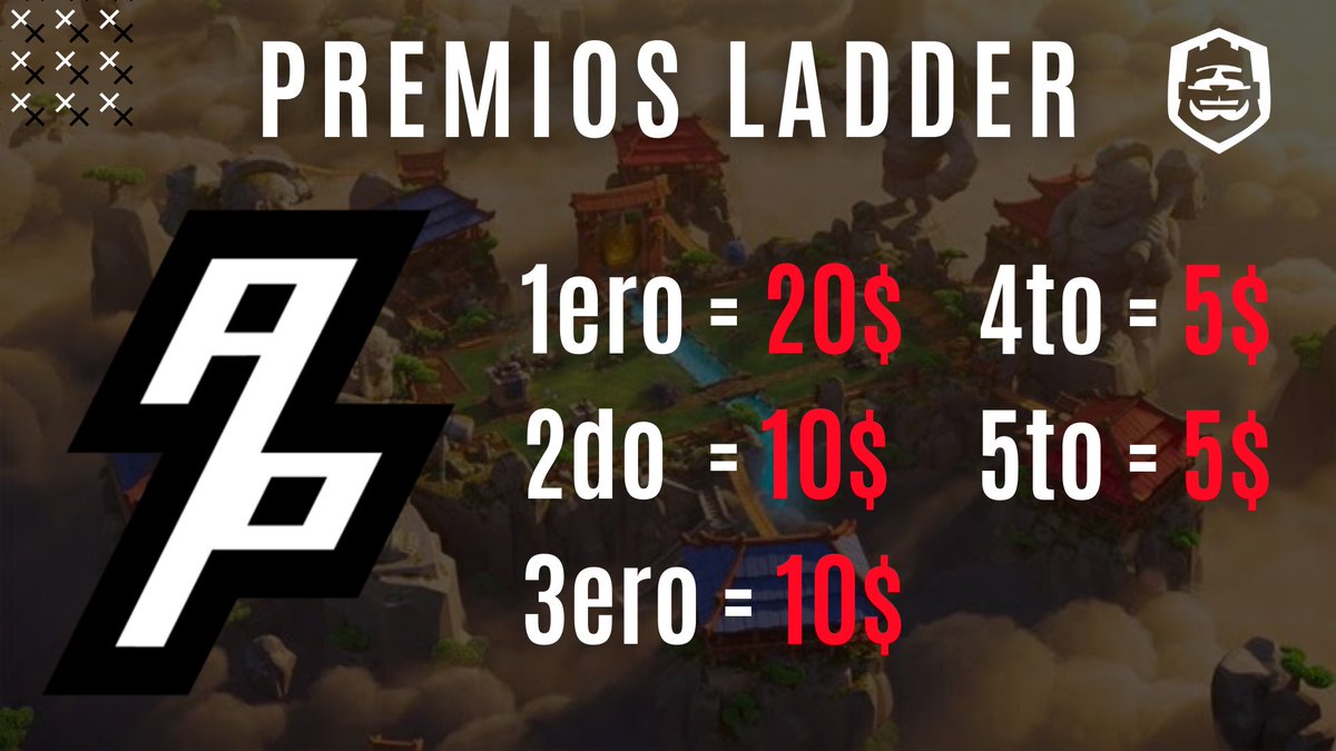 #CR | 🏆PREMIOS LADDER🏆

A partir de esta temporada, estaremos premiando a los 5 mejores jugadores de ladder por temporada. 

Requisitos:
✔️Jugar War 
✔️ Permanecer en el clan (se puede salir para partidos)
✔️ Cerrar temporada en el clan

#GoAyllus #AyllusForever