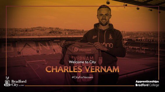 LiveTransferNew's tweet photo. Bradford City have completed the signing of Burton Albion forward Charles Vernam for an undisclosed fee. #bcafc #bafc https://t.co/9C2cVL1RBY