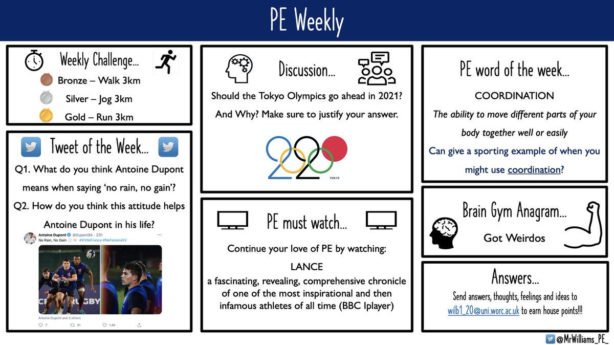 Spend the afternoon making a resource looking to develop discussion, engagement and sporting knowledge which I hope will prove useful in my next placement! Inspiration from <a href="/MrLfearn/">Mr Fearn</a> and a University session this morning with <a href="/Woodward_PE/">Dave Woodward</a> 

#edutwitter #UWPGPE