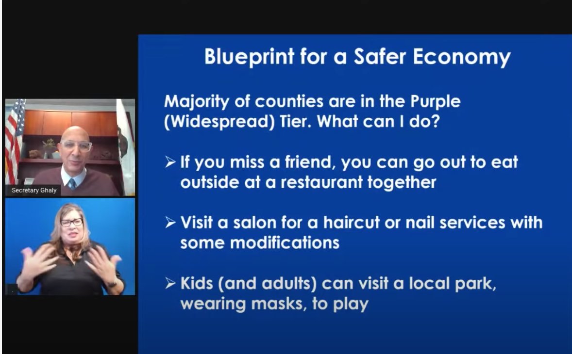 now that outdoor dining is reopening, I have no idea what's going to happen. so much mixed messaging in LA, officials say you can only eat with members of your household. but CA HHS secretary Ghaly says: "If you miss a friend, you can go out to eat together."