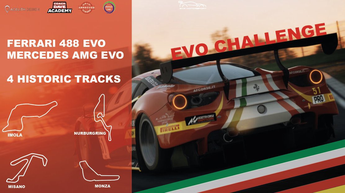 4 tracks, 2 kind of cars. Tonight the <a href="/SopMotorsport/">SOP Motorsport ®</a> EVO Challenge starts! The season kicks off with our drivers @TSR_piolo, @TSR_Scienziato and <a href="/TSR_Jimmie/">TSR_Jimmie</a>! 🔥