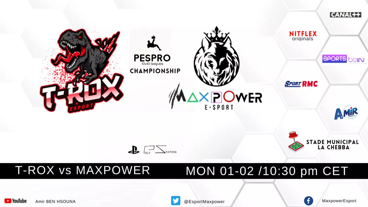 Ce soir on continue l'aventure
🏆<a href="/e_PESPRO/">PESPRO | eSports 10vs10 Leagues</a>  Championship 
🆚 #T_ROX <a href="/Interlope10/">Interlope_Jr</a>
🗓️ Lun 02/02-10:20pm CET
🏟️⚽🎮✅🐺❌🦖👻
Ce soir on mange du lézard  🦎😁